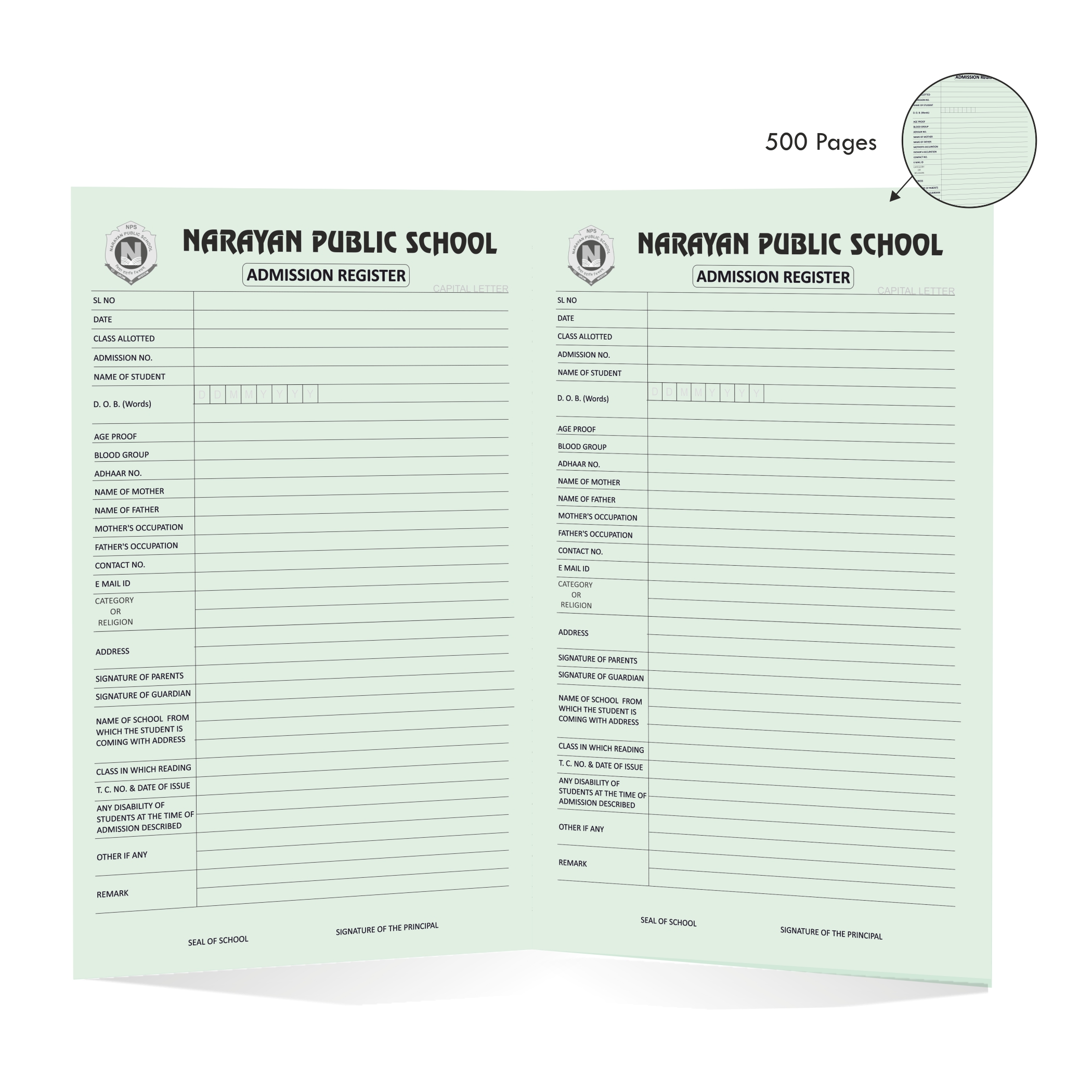 Admission Register - View 2