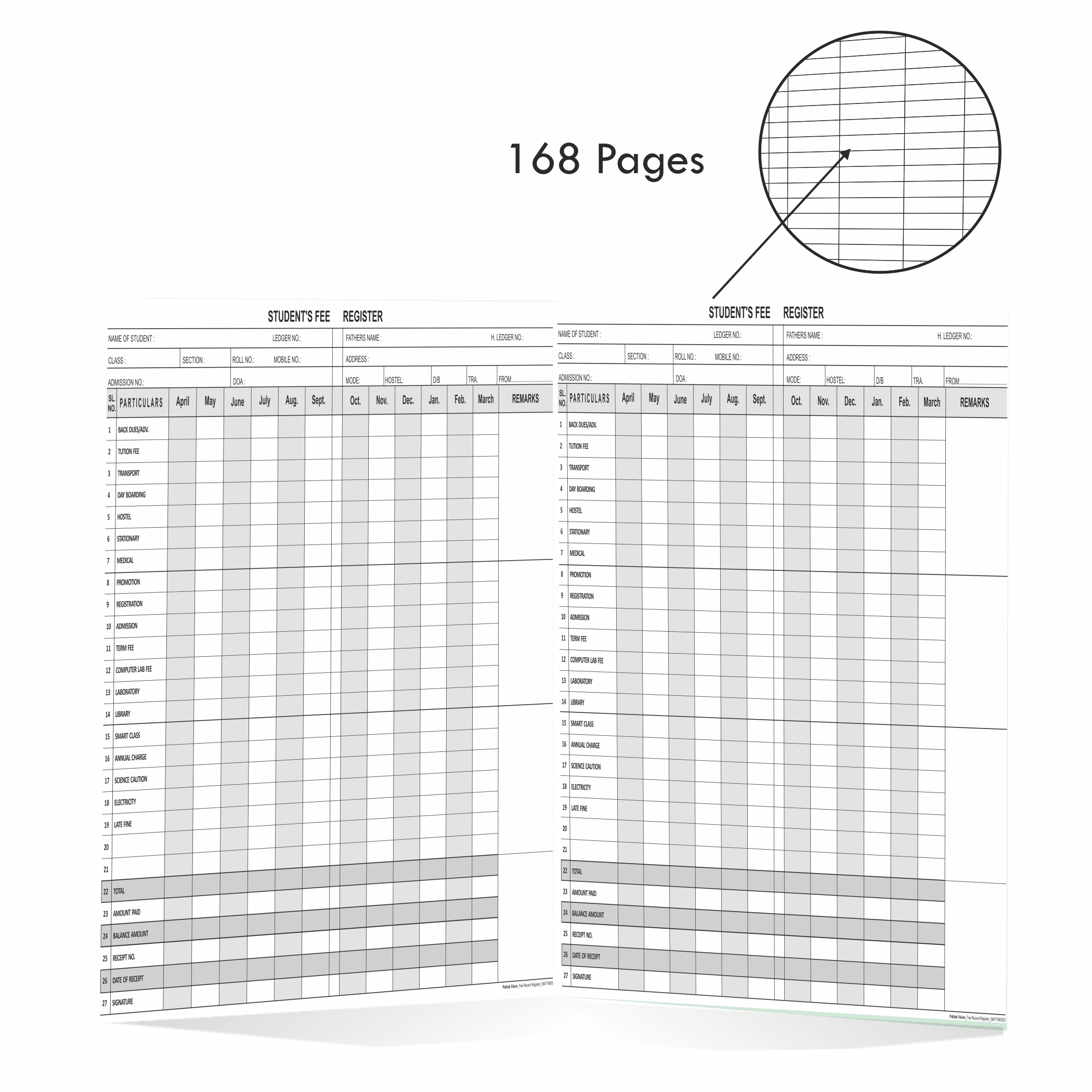 Students Fee Collection Register - View 2